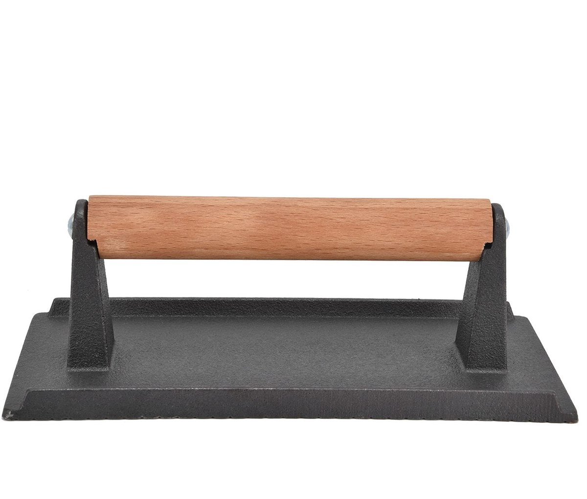 Allecto - Gietijzeren Grill Press - Zware Hamburger Pers - Perfect Gegrild Vlees - Houten Handgreep - BBQ Accessoire - Grillen - Keuken Gereedschap