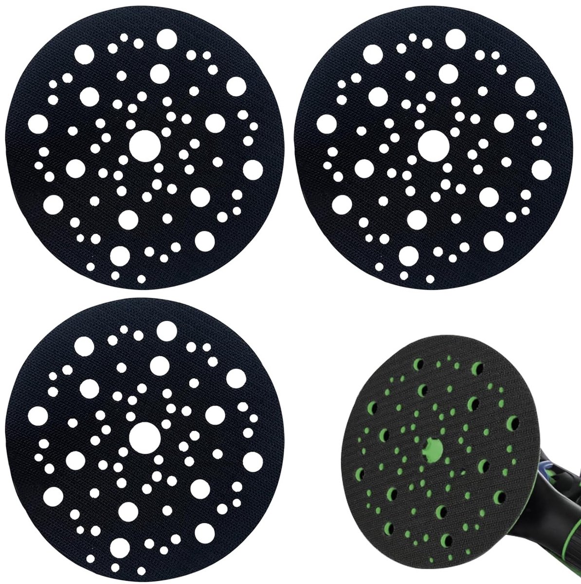 Set van 3 Beschermende Schijven voor Schuren, Zachte Pads met 70 Gaten, Diameter 150 mm, Voor Random Orbital Schuurmachines en Polijsten