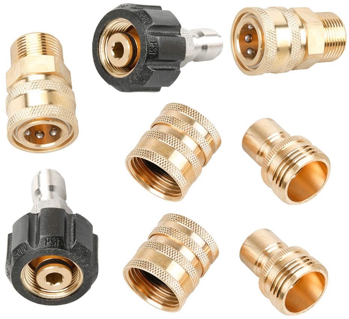 Allecto - Hogedrukreiniger Adapter Kit - 8-delige set - Snelle aansluitingen - M22 en 3/4 inch - Hoge druk - Geschikt voor diverse hogedrukreiniger..