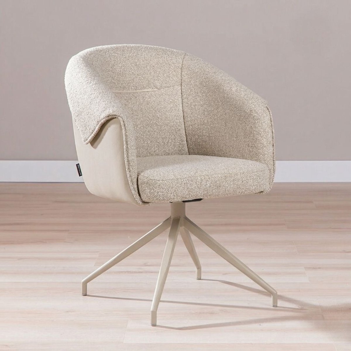 Bronx71 Eetkamerstoel Riley draaibaar bouclé taupe - stoel