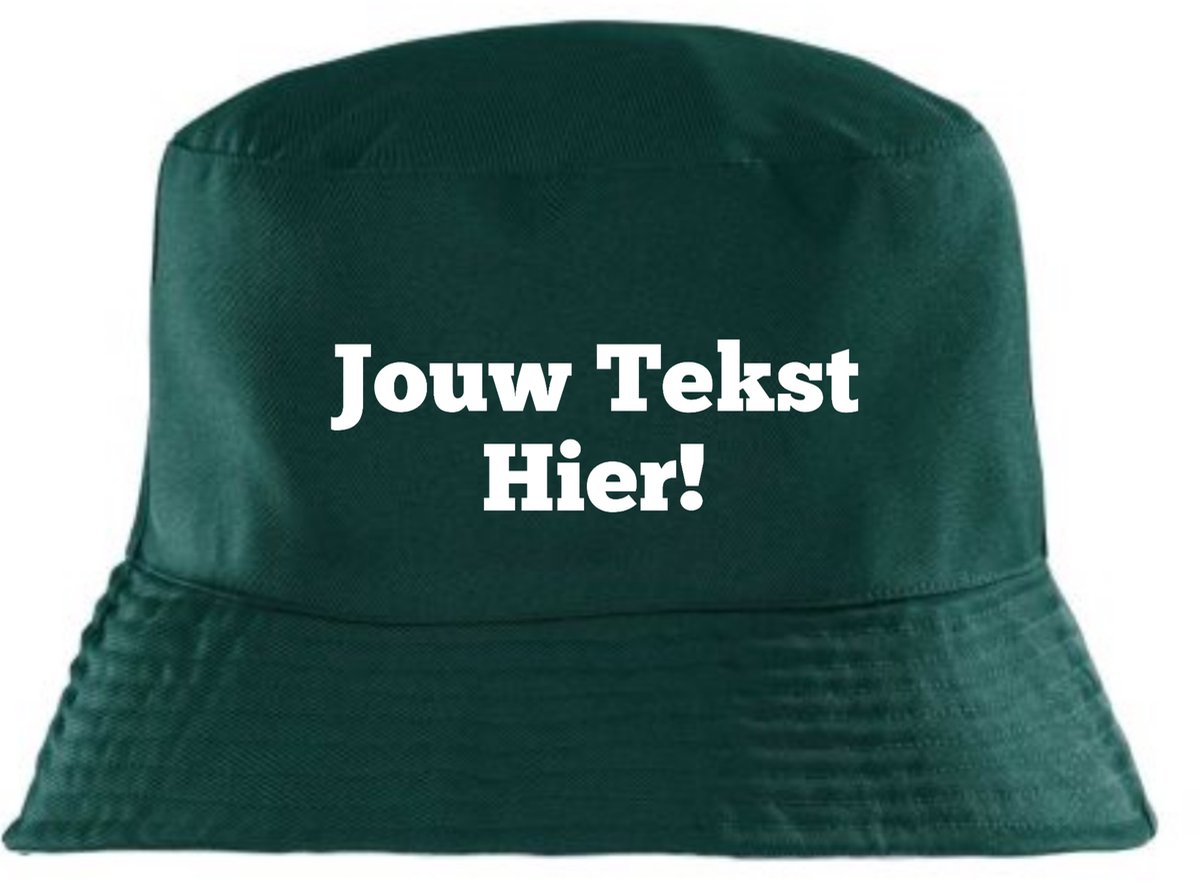 Bottle Green Bucket Hat Gepersonaliseerd met tekst - Bedrukt met jouw tekst - Festival - feest - vissers hoedje