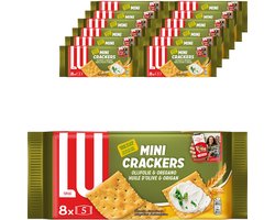 LU Mini Crackers Olijfolie & Oregano - Doos 12 x 250g - 8 Pakjes - Crackers voor bij de Borrel - Toast - Minicrackers - Ontbijt