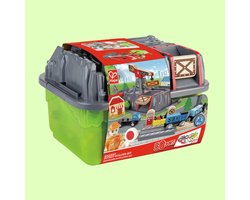 Hape Houten Treinset 50-delig met Opbergemmer – Speelgoed Trein voor Kinderen vanaf 3 Jaar