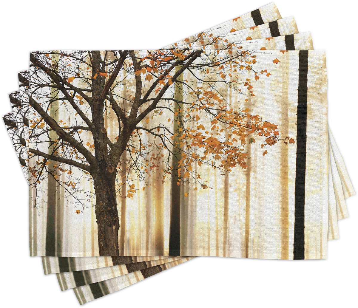 ABAKUHAUS herfstplacemats, Tiscjdeco gemaakt van kleurvaste stof voor de eetkamer en keuken, oranjebruin