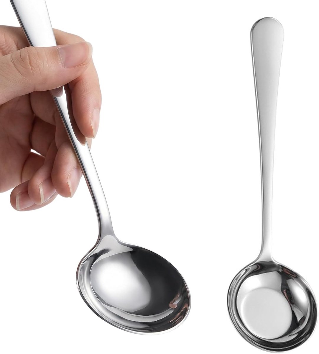 Set van 2 RVS Soeplepels van 17 cm - Ideaal voor Soepen, Stoofschotels en Sauzen - Vaatwasserbestendig en Geschikt als Serveerlepel