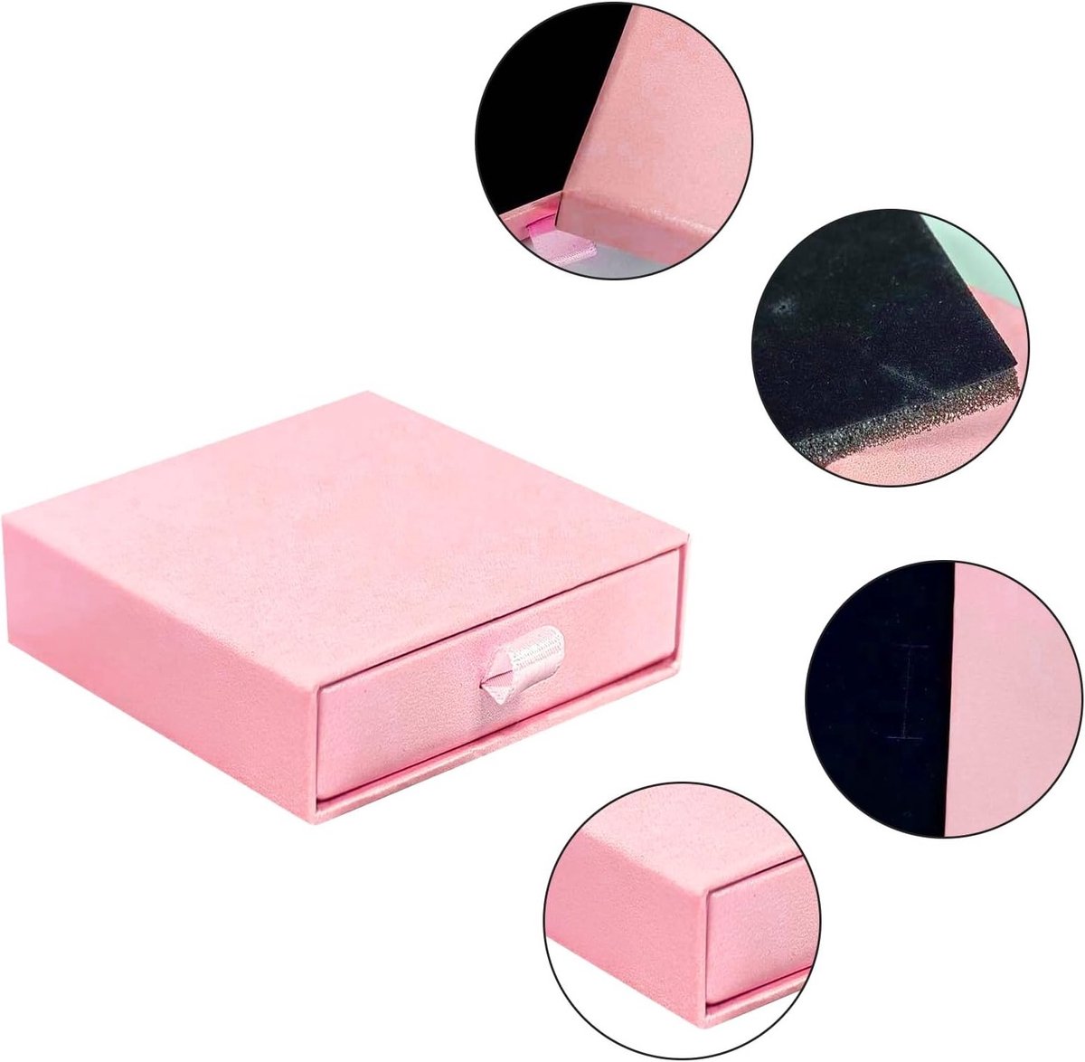 Kleine sieradenbox voor het opbergen van armbanden, oorbellen, kettingen en ringen (Roze)