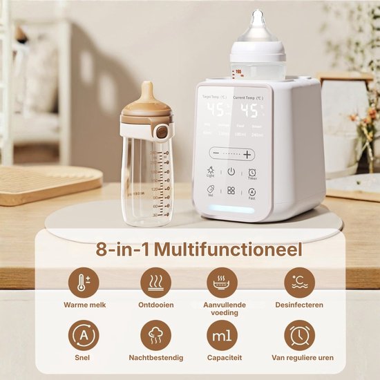 Draagbare Flessenwarmer Baby - Draadloos & USB Oplaadbaar - Snelle Babyfles Verwarmer Voor Onderweg - Temperatuurregeling & Warmhoudfunctie - Geschikt voor Meerdere Flessen — afbeelding 2