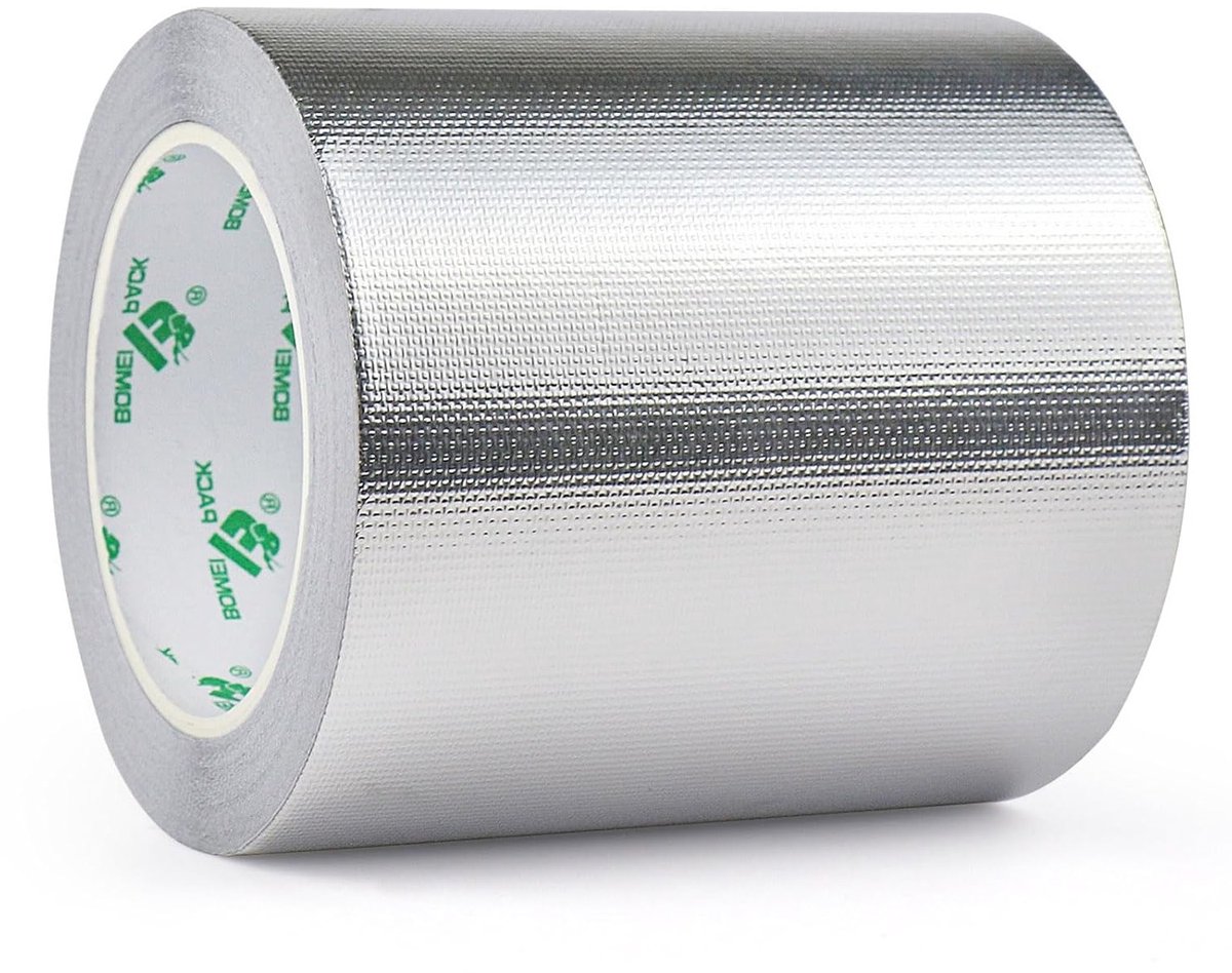 Versterkte Aluminium Plakband 120mm x 20m, Zelfklevende Waterdichte Tape voor Reparatie, Isolatie en Verzegeling