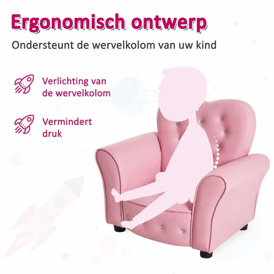 Delightness Kinderfauteuil - Kind - Stoeltje - Bankje - Hart Vormig - Kinderstoel - Kinderbank - Peuters - 59x41,5x49cm - Roze — afbeelding 4
