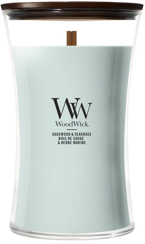 WoodWick Hourglass Large Geurkaars - Sagewood & Seagrass - 130 branduren