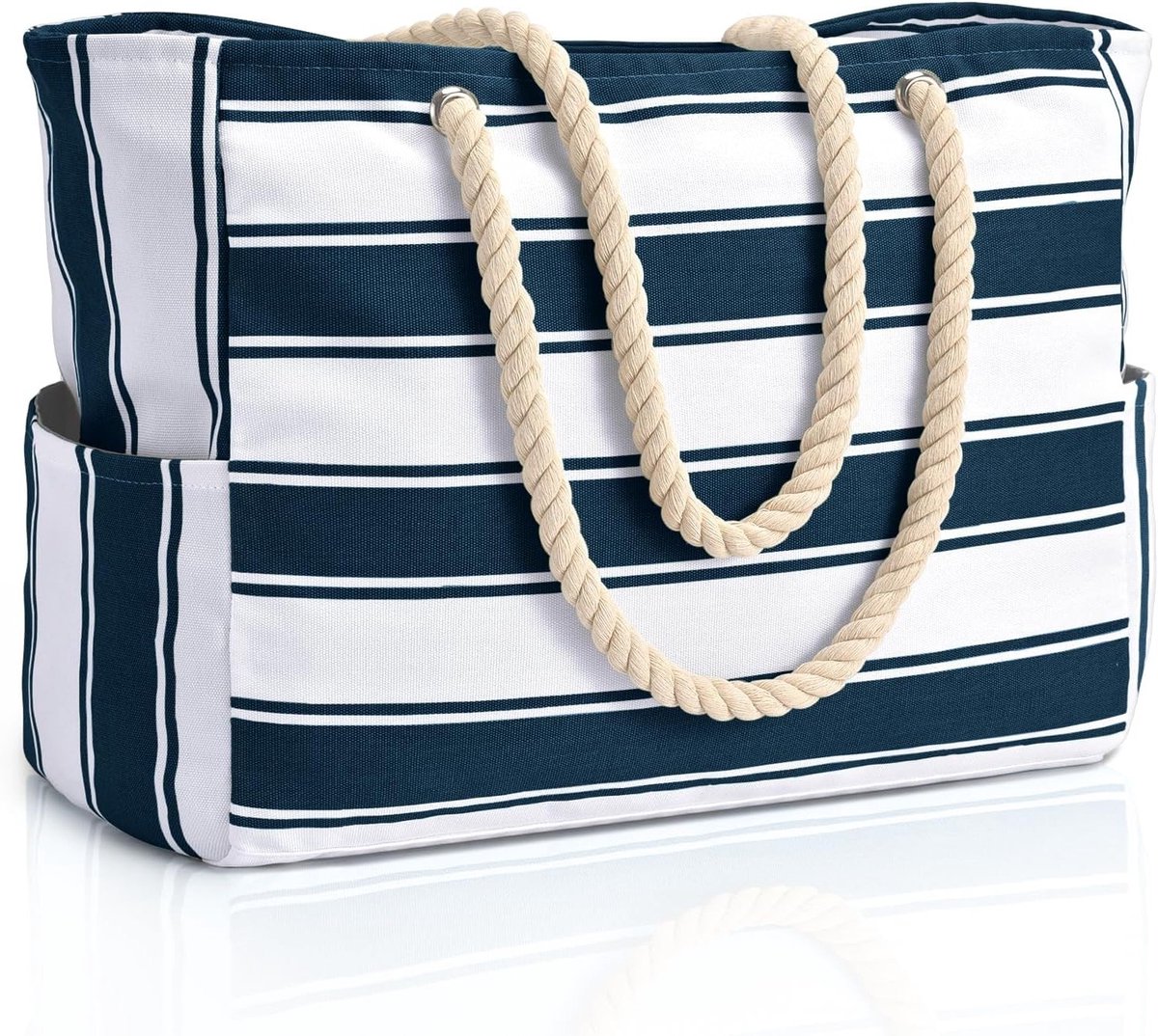 Grote Strandtas voor Familie en Reizen, Ruime Tote Bag met Rits, Perfect voor Winkelen en Zwemmen
