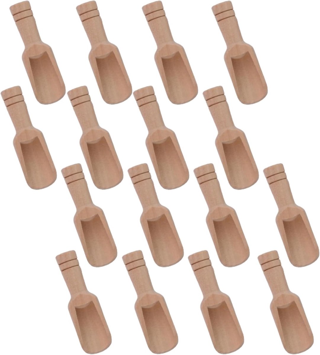 Mini houten spades en lepels set van 16 stuks voor badzout, suiker en waspoeder gebruik