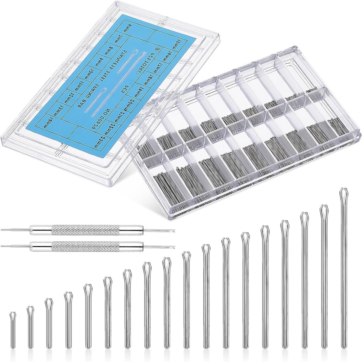 Complete Set van 360 Stuks Horlogebanden en Reparatiepennen met Veerstangen 6-23mm voor Horlogeherstel