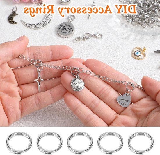 Set van 100 Kleine Sleutelhangers, Dubbele Lussen RVS Splitringen voor Sieraden, Oorbellen, Kettingen en Ambachten (6mm) — afbeelding 2
