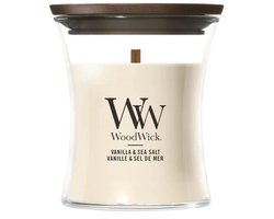 WoodWick Geurkaars Mini Candle - Vanilla & Sea Salt - 20 branduren - 85gr - 8 cm / ø 7 cm