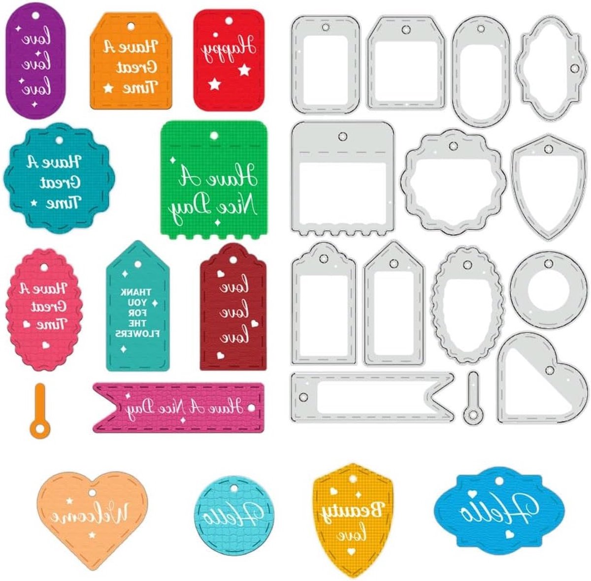 Label Snijmallen voor DIY Kaarten en Scrapbooking, Kant en Hangtags, 0.8mm Dikte, Creatieve Embossing Stencils en Templates