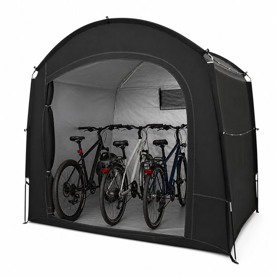 Sello! waterdichte fietstent – schuurtent – opslagtent – 4 fietsen – opvouwbaar – uv-bestendig – L220 x B150 x H175 cm – zwart