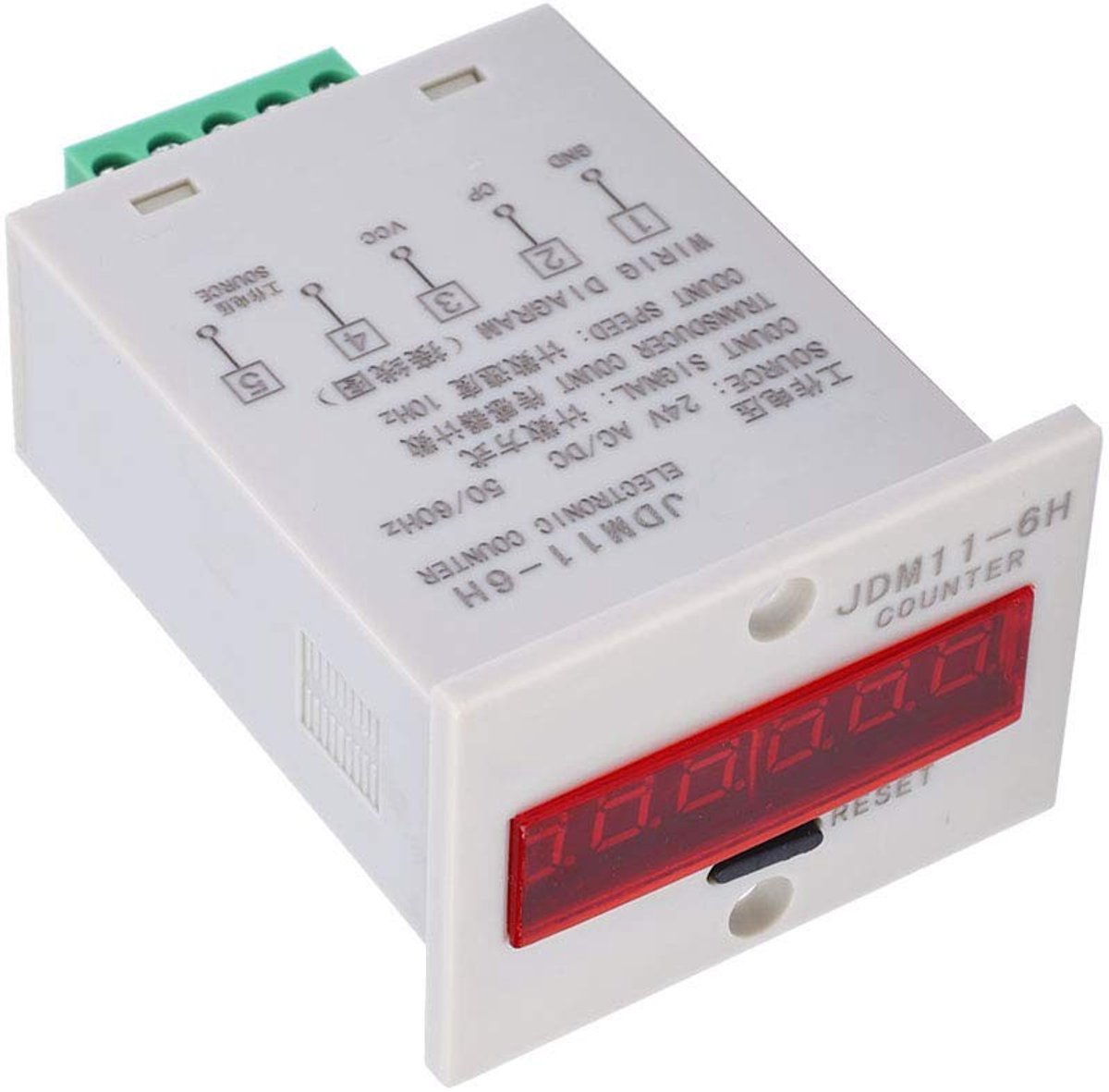 aladdien - Elektronische Teller - LED Digitaal Display - Professionele Accessoires - 6 Cijfers - Geschikt voor AC/DC24V - Tellen met Nauwkeurigheid