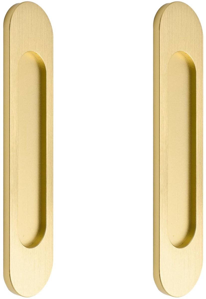 Allecto - Oval Sliding Door Handle - Modern design - Brushed Gold - Aluminium - Rustproof - Geschikt voor sliding doors - 2 stuks