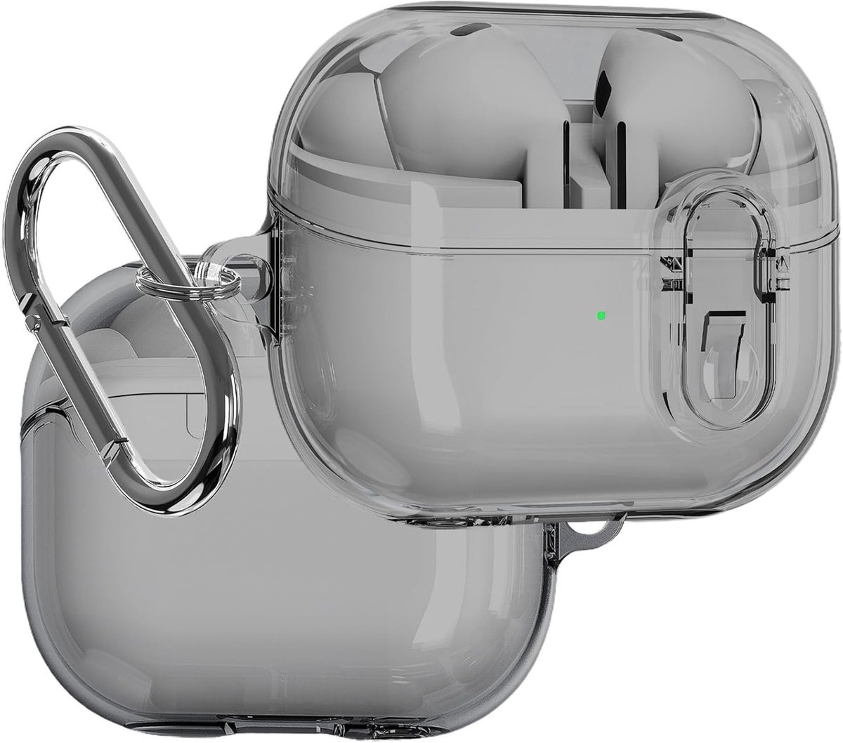 Duurzame en doorzichtige TPU hoes voor Galaxy Buds 3 en Buds 3 Pro met anti-val bescherming, draadloos opladen en sleutelhanger.