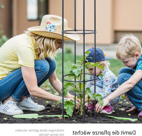 Set van 2 metalen tuin klimsteunen van 160 cm met 30 plantclips voor tomaten, rozen en klimplanten — afbeelding 4