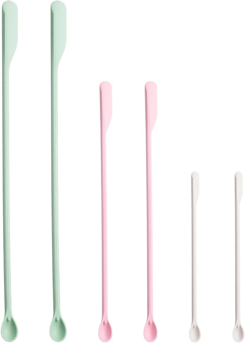 6 Pack Makeup Spatulas Mini Set - Herbruikbare Siliconen Spatel voor Cosmetica, Lotion en Voedselflessen in Diverse Groottes