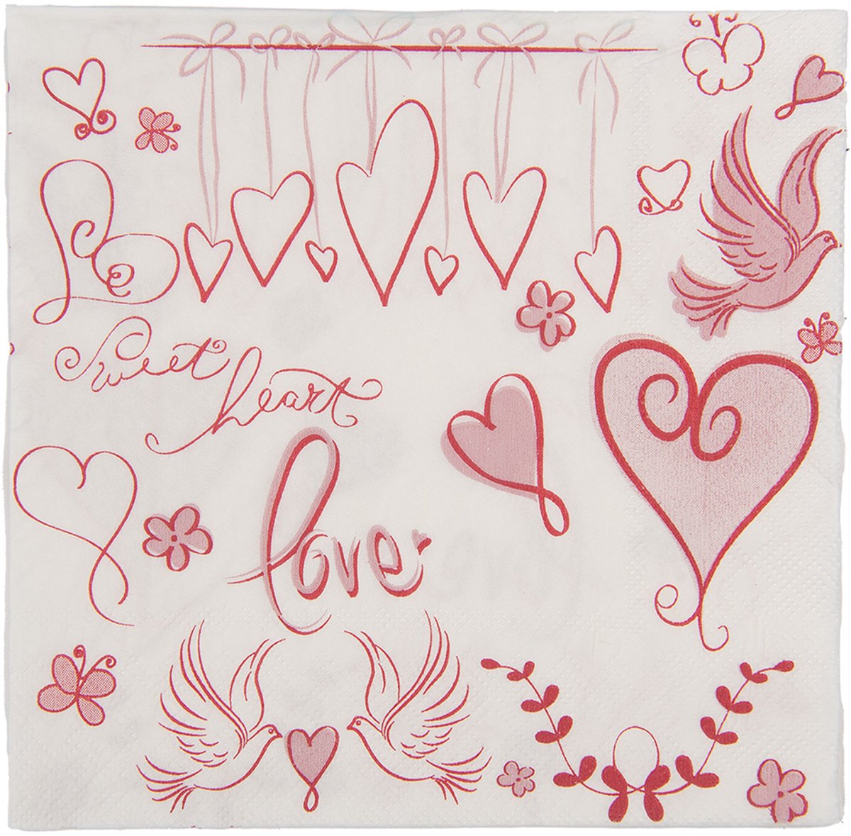 Clayre & Eef Servetten Papier Set van 20 33x33 cm Wit Papier