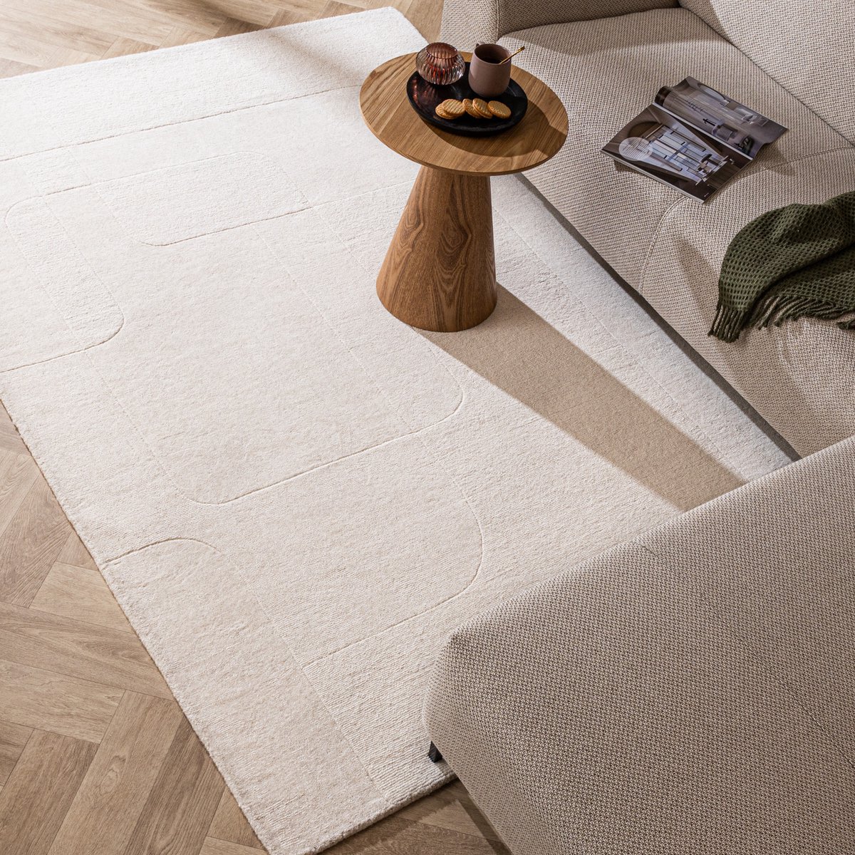 Studio Clarice Wollen vloerkleed - Giselle Abstract Wit - 160x230cm