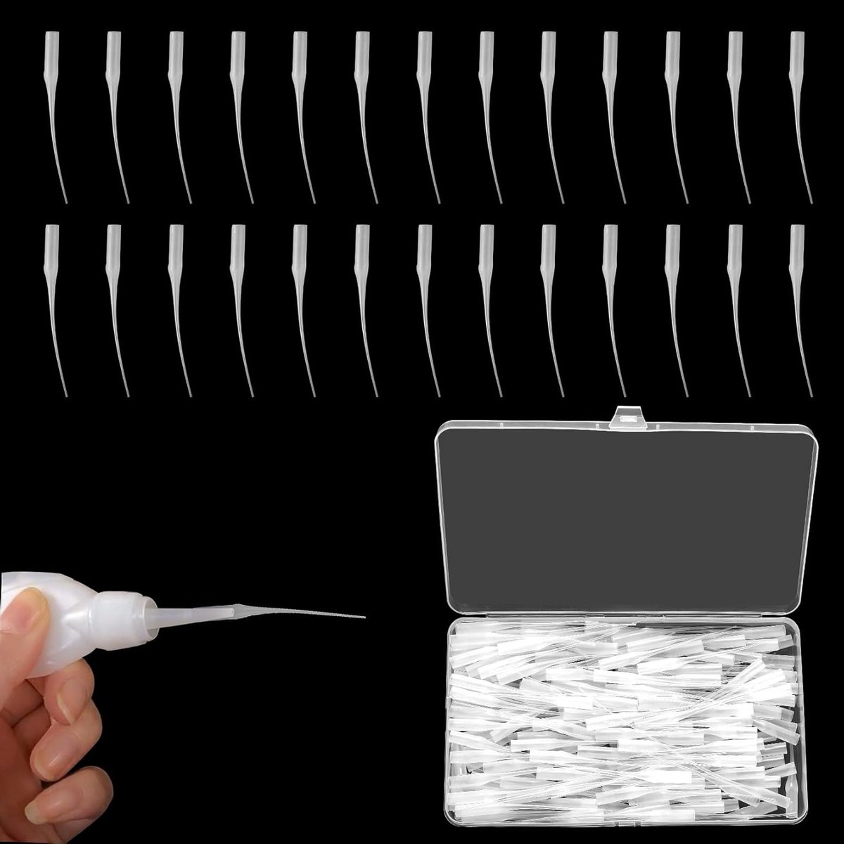 210 Stuks Micro Lijm Tips, Plastic Lijm Applicator en Pipette Druppel Tips voor Precisie Lijm Toepassingen in Laboratoria