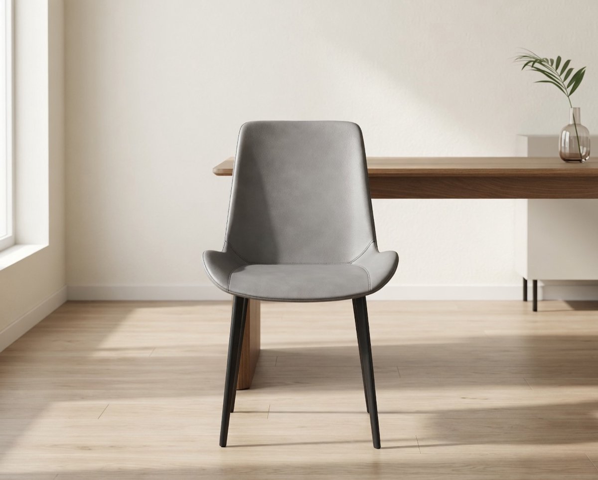 Set van 2 Eetkamerstoelen Design – Multifunctionele Leren Stoelen met Dik Kussen & Ergonomische Rugleuning – Waterafstotende Bureaustoelen voor Woonkamer, Thuiskantoor, Restaurant, Café & Make-up Stoel – Ganeey