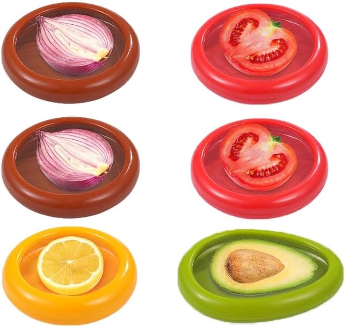 Herbruikbare Fruit- en Groentekcontainers, Set van 6, Silicone Opbergdozen voor Vers Fruit en Groenten, Ideaal voor Koelkast en Bewaring