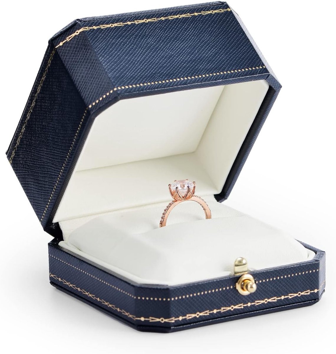 Octagonale Ringdoos als Cadeau voor Verlovingsjuwelen - Luxe Geschenkdoos voor Sieraden en Trouwringen