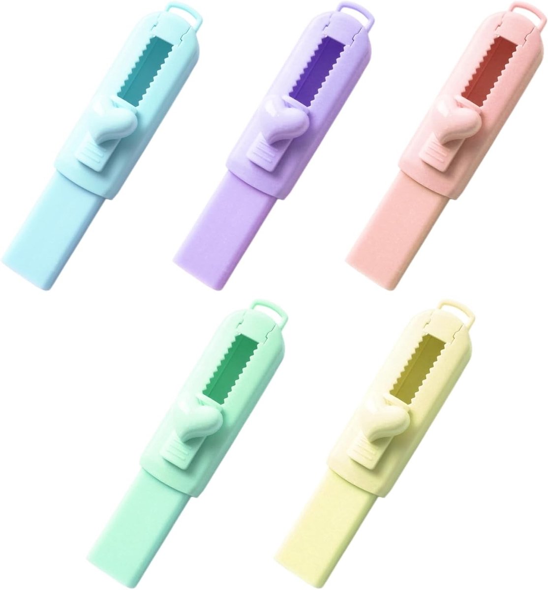 Set van 5 Inklapbare Gum in Hartvorm, Gummen met 5 Vervangpennen voor Kinderen, School, Teken- en Schrijfwerk