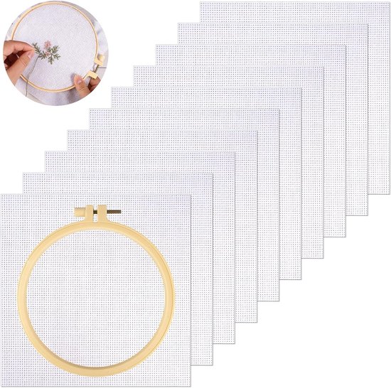 10 Stuks Witte Katoenen Borduurstof 20x20cm voor Borduren, DIY Projecten en Creatieve Hobby's