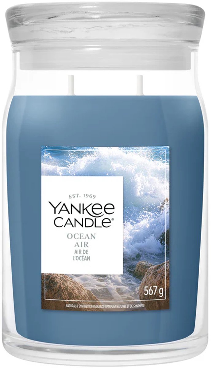 Yankee Candle Ocean Air Large Jar Geurkaars - 90 branduren - twee lonten Blauw