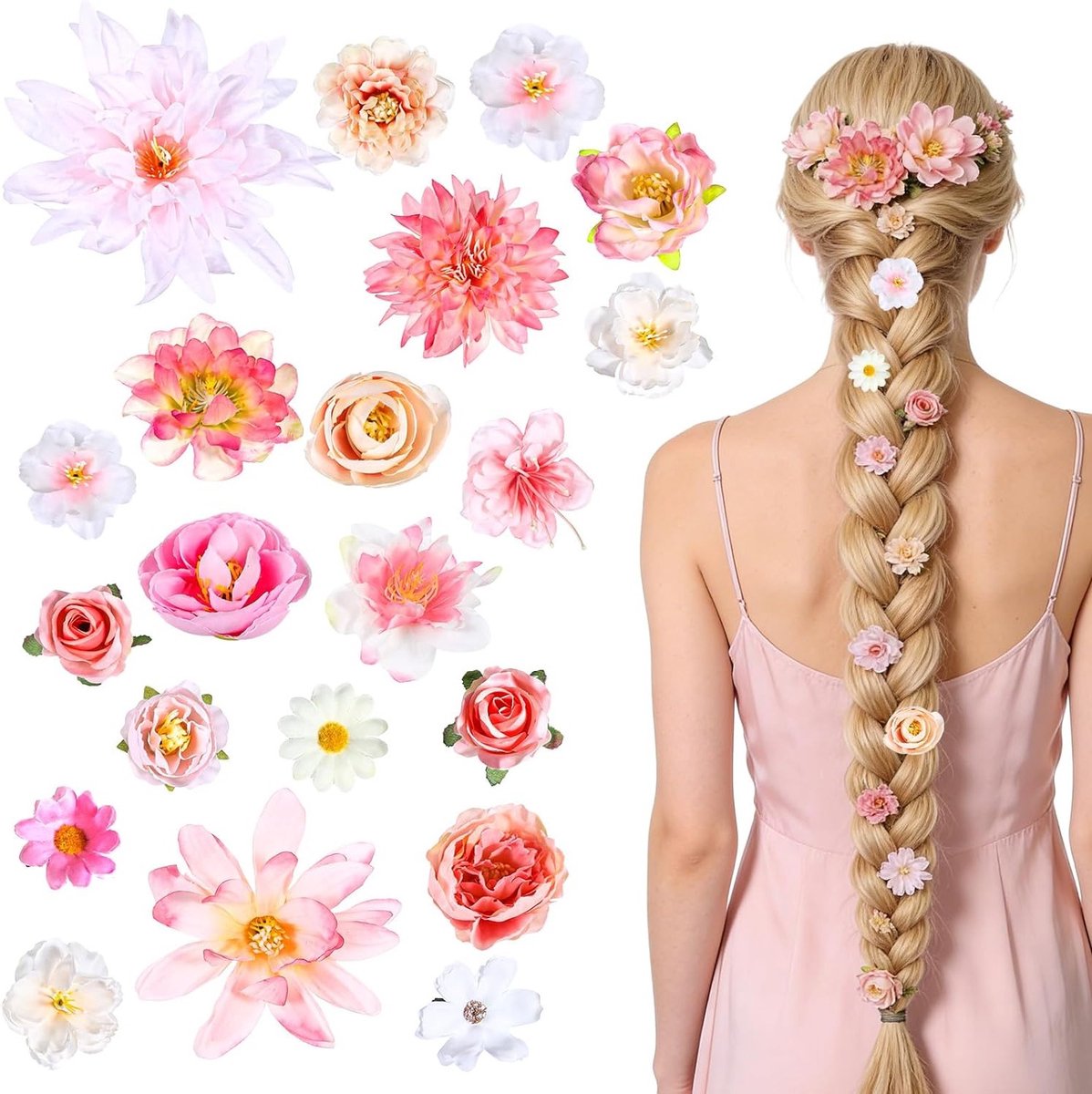 21 Stuks Haaraccessoires met Bloemen - Boho Haarspelden voor Strand, Feest en Bruiloft