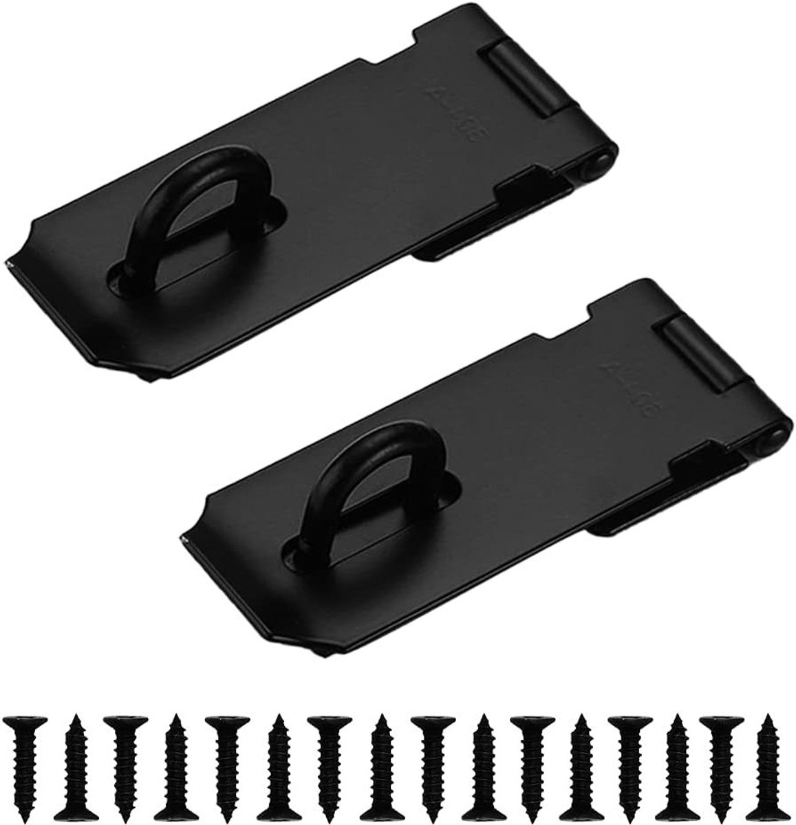 Zwarte Deurslot Set van 2 Stuks - Veiligheidssloten voor Padlock en Schuifdeuren met Schroeven - 10 cm Lengte