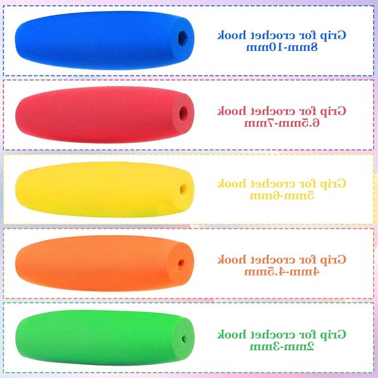 Set van 10 Ergonomische Haaknaalden met EVA Foam Grip - Antislip Haakaccessoires voor Beginners en Ervaren Haakliefhebbers — afbeelding 2