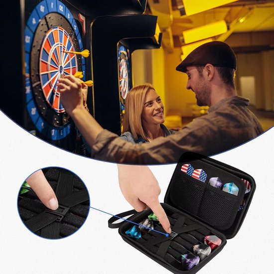 SnelShoppen - Professionele Dart Bag met Bescherming, EVA Dart Case voor 12 Darts, Multilayer Memory, Duurzaam en Draagbaar, Zwart, Ideaal voor Dart A van Snelshoppen — afbeelding 5