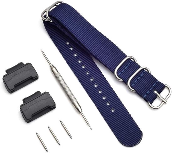 Nylon Armband voor Heren Geschikt voor Casio G-Shock GA-110, GA-400, GD-100 en DW-5600, Zwart Adapter