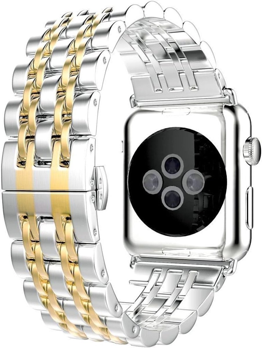 Verstelbare RVS Sportarmband voor Apple Watch 44mm/42mm, Geschikt voor SE en Series 1-6, Duurzaam en Stijlvol Design
