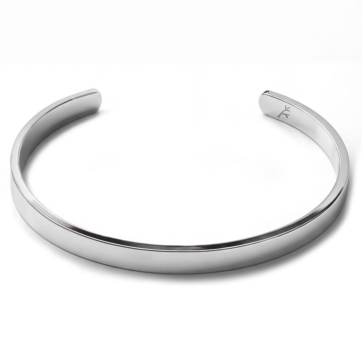 New Classics | 5 mm zilverkleurige roestvrijstalen manchetarmband met afgeronde randen