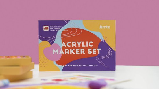 Arrtx - Acrylmarkers - 48E - Paint Brush Tip Markers - 48 kleuren