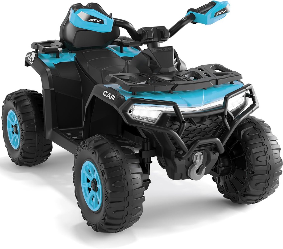 Danky Quad - Elektrisch Kinderquad 12V - Lichtblauw - Afstandsbediening - 2 Motoren & Vering - LED & Bluetooth - 95x56x55 cm