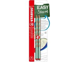 STABILO EASYgraph S HB | 2 pièces | Crayon ergonomique | Vert pastel | Droitier
