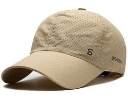 Geperforeerde Baseball Cap – Ademende, Sneldrogende Sportpet met Verstelbare Pasvorm en Zonbescherming voor Heren en Dames – Beige