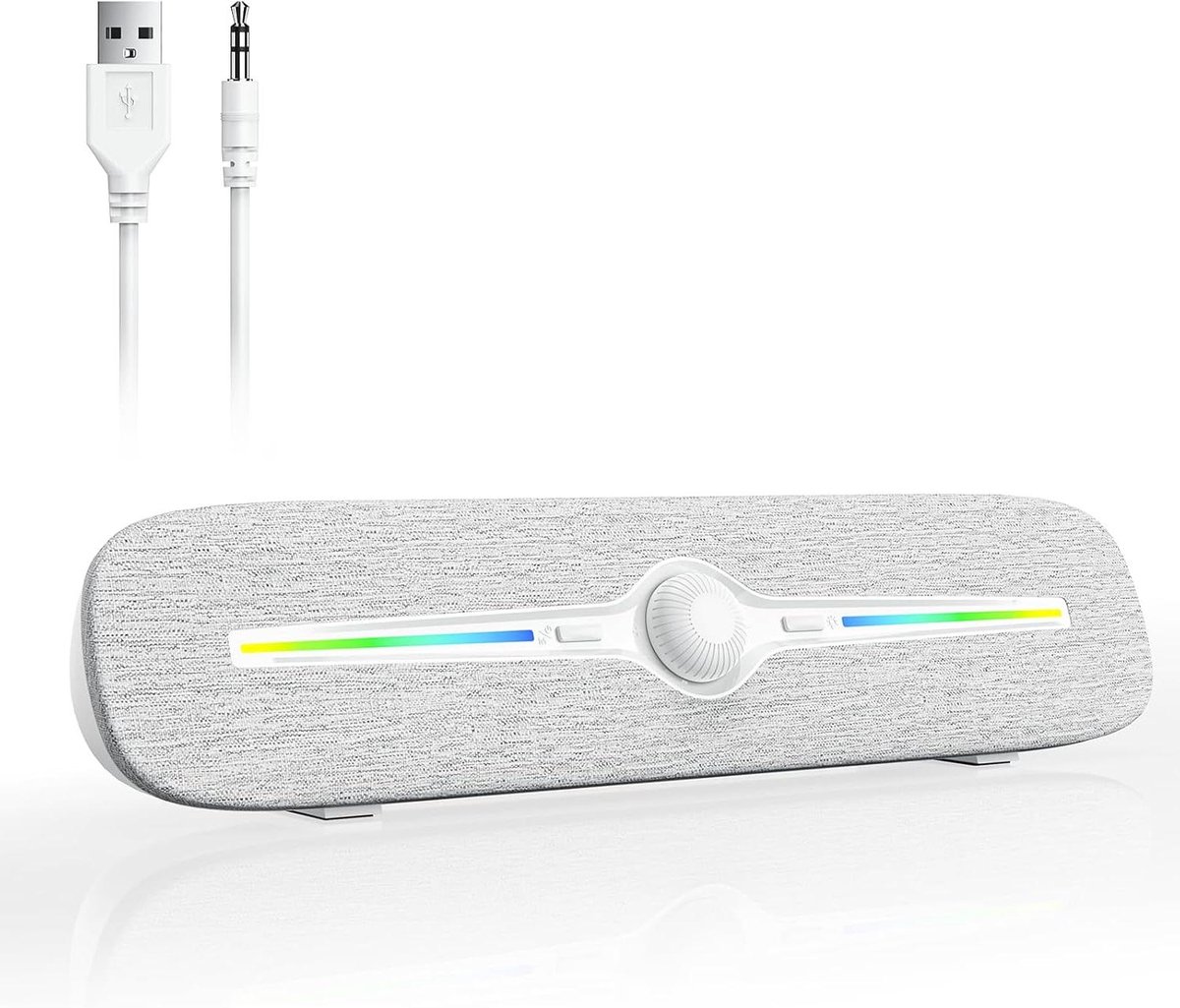 PC Luidspreker - Computer Soundbar - Muziek Luisteren - Kleurrijke LED - 32 cm Lengte - Wit