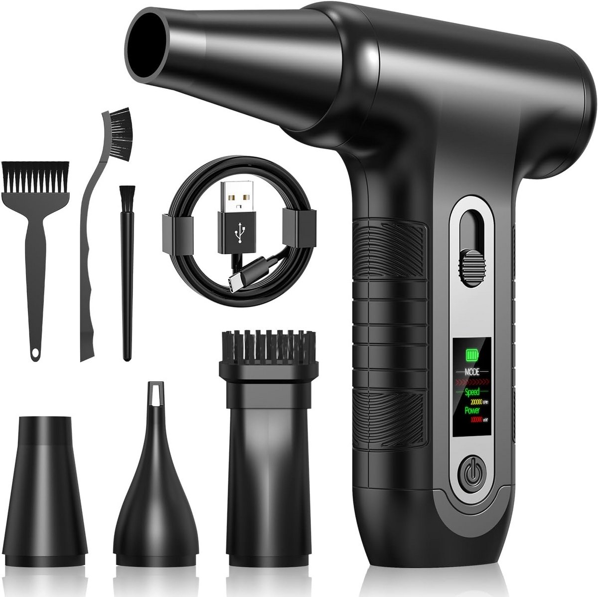 Elektrische Blusser - Mini Stofzuiger - Apparaten Reinigen - HD Display - 200.000 RPM - Zwart