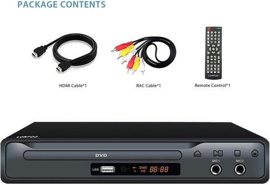 Compacte DVD Speler - CD Speler - Films Kijken - Regiovrij Afspelen - 22.5 cm Breed - Zwart — afbeelding 4