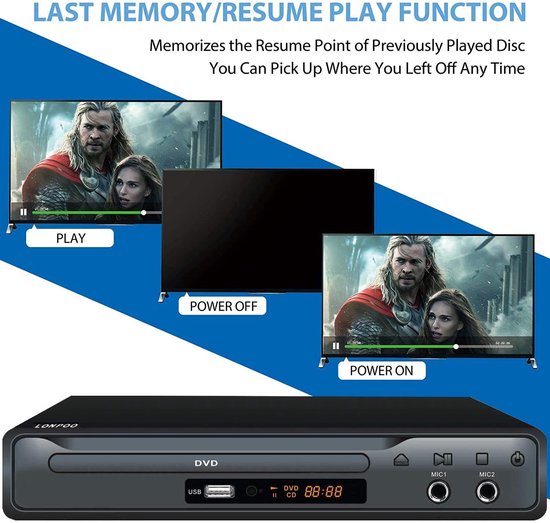 Compacte DVD Speler - CD Speler - Films Kijken - Regiovrij Afspelen - 22.5 cm Breed - Zwart — afbeelding 2